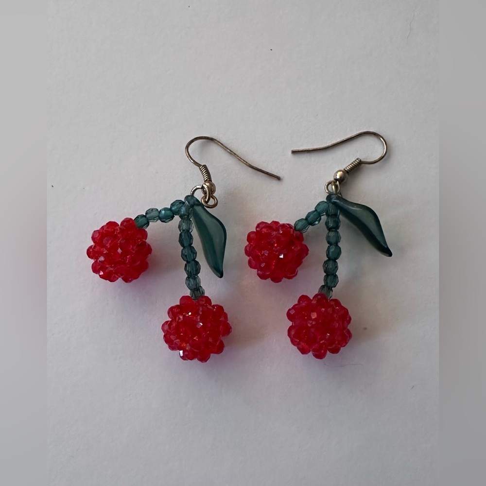 Beaded Cherry Earrings